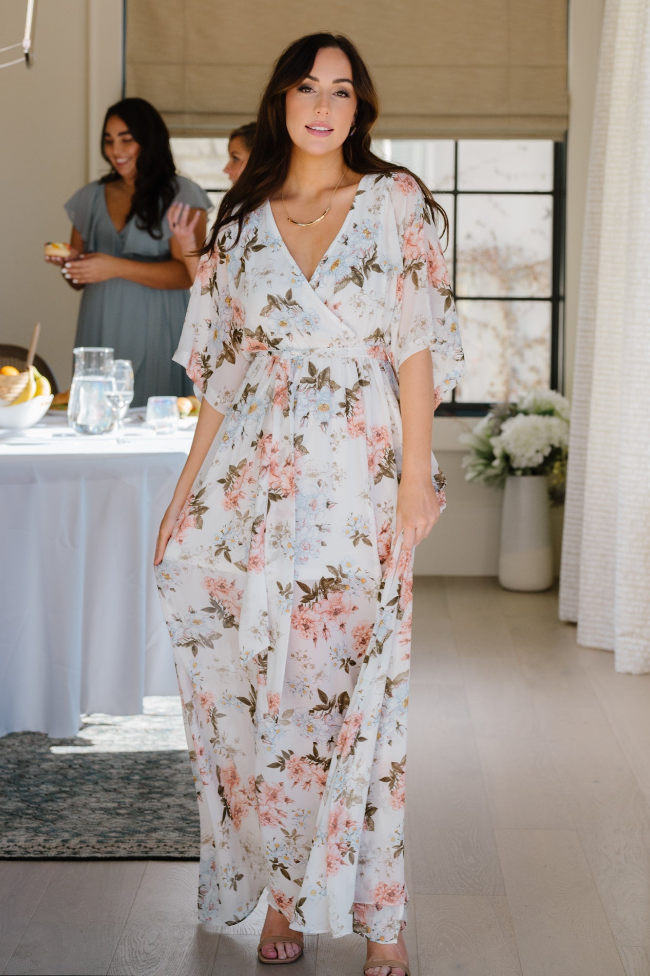 Kia Kimono Maxi Dress | White Floral ...